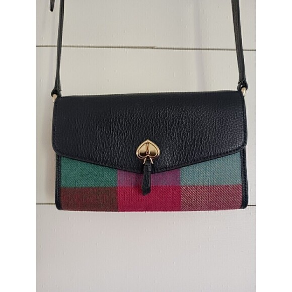 kate spade Handbags - Kate Spade Marti Leather Flap Wallet Crossbody Multi Color Plaid Flannel EUC